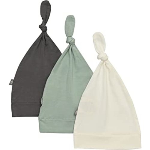 KYTE BABY Rayon Made from Bamboo Baby Beanie Hats - Super Soft Knotted Caps Available in Pattern and Solid Colors - 3 Pack