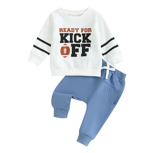 SHIBAOZI Infant Baby Football Outfit Toddler Baby Boy 2 Pieces Pants Set Ready for Kick Off Letter Print Winter Fall Clothes