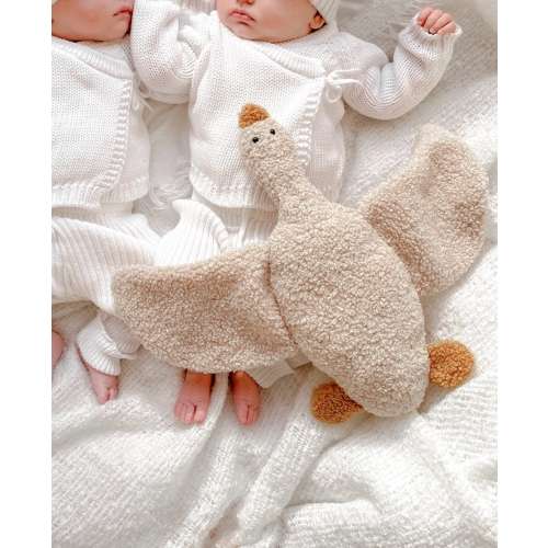 Handmade goose teddy, goose toy, boucle goose, boucle toy, newborn comforter