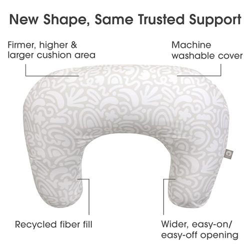 Boppy Nursing Pillow, Cream Retro Squiggles, Larger, More Supportive Pillow for Breastfeeding and Bottle Feeding, Firmer Fill, Higher Lift, Larger Area Than Original Nursing Pillow