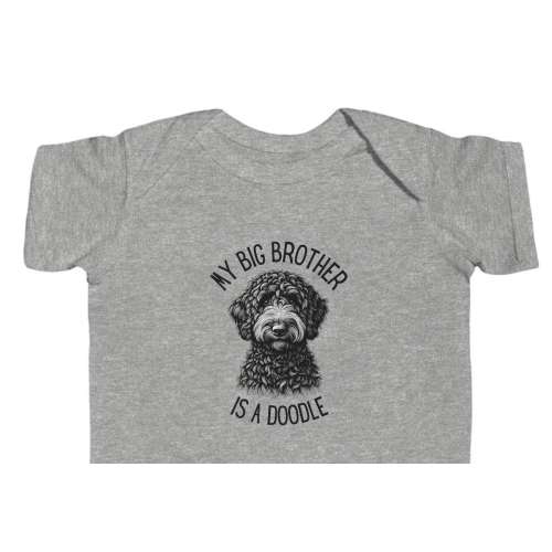 Adorable "My Big Brother Is A Doodle" Baby Onesie - Choose from 4 Colorful Options! Black Goldendoodle, Labradoodle, Doodle Mom Gift