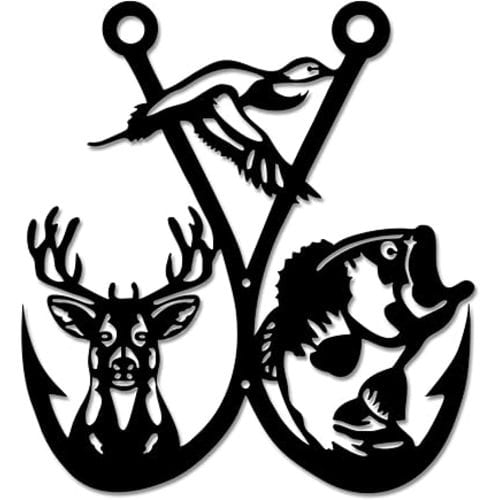 Xedatric Rustic Decor Hunting Room Decor: Metal Wall Art Piece With A Majestic Deer Head, A Lively Fish, And An Elegant Bird Hunting Decor And Fishing Decor For Living Room Bedroom And Bathroom