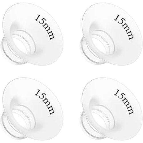 4Pcs Flange Insert 15mm Compatible with Momcozy M5/M9/M6/V2 Pro/V2 pro/S12 Pro/S9 Pro/Spectra/Medela/eufy/Elvie/Lansinoh/Paruu P10 Breast Pump,and Most 24mm Shields