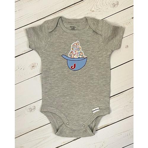 Retro Colors Ice Cream Helmet Baby Bodysuit, Baseball, Philly Sports, Philly, Pennsylvania, Grey, Cute Gift, Jimmies, Soft Serve, Hand Drawn