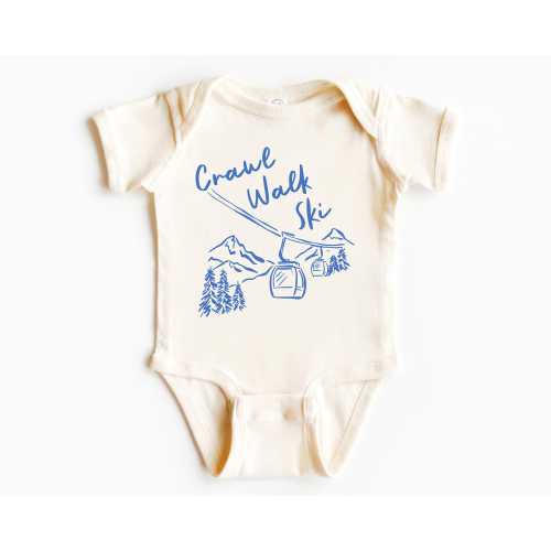 Crawl, Walk, Ski Infant Bodysuit | Super Cute Mountain Baby Outfit | Future Skier Baby Shower Gift Idea, Boy, Girl | Pregnancy Announcement
