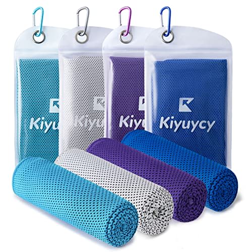 Kiyuycy 4 Pack Cooling Towel (40"x12") for Sweat,Ice Towel Quick-Drying Neck Cooling Wraps, Soft Breathable Chilly Sports Towel for Yoga,Gym,Golf,Camping,Running,Fitness,Workout & More Activities