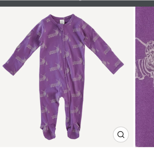 long sleeve two way zipper footie | plum caterpillar | organic cotton jersey