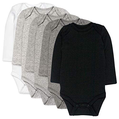 HonestBaby Baby Boys' 5-pack Long Sleeve Bodysuits One-piece 100% Organic Cotton for Infant Baby Boys', Unisex
