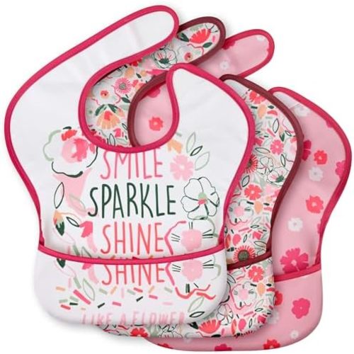 3-Pack Waterproof Baby Bibs for Eating - Mess Proof Lightweight Toddler Feeding Bibs with Large Food Catcher