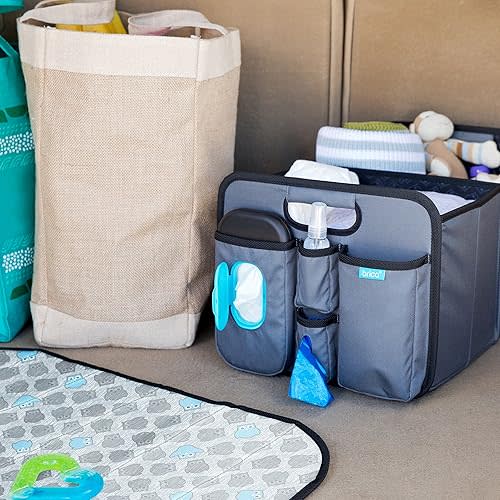 Munchkin Brica Out-n-About Trunk and Car Organizer with Diaper Changing Station, Collapsible, Grey