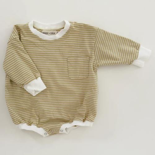 Harley Pocket Romper in Yellow Stripes – Winnie + Crew