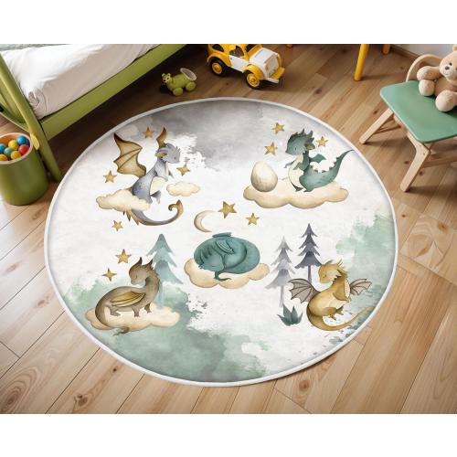 Little Dragon Nursery Rug ,Baby Dino Carpet, Custom Name Nursery Mat, Dragons Rug, Playroom Mat, Baby Rug, Baby Boys Room Decor, Baby  Gift