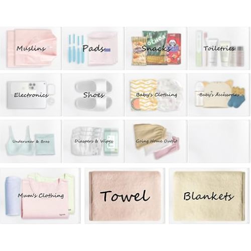 20 Pack Hospital Bag for Women Labor Delivery, Diaper Bag Organizing Pouches Maternity Hospital Essentials for Mommy Dad Newborn Baby First Time New Mom Must Haves