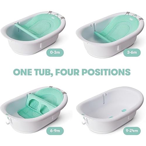 Frida Baby 4-in-1 Grow-with-Me Baby Bathtub, Baby Tub for Newborns to Toddler with Removable Bath Seat & Backrest for Bath Support in Tub