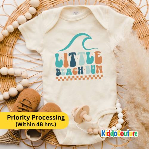 Little Beach Bum Onesie®, Retro Beach Bum Baby Bodysuit, Beach Bum Summer Baby Onesie®, Summer Vibe Baby Bodysuit, Summer Outfit For Newborn