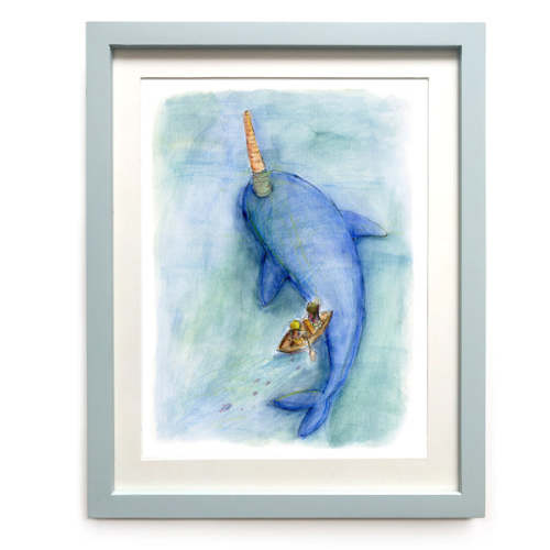 I Spy a Narwhal Art Print by Le Petit Elefant