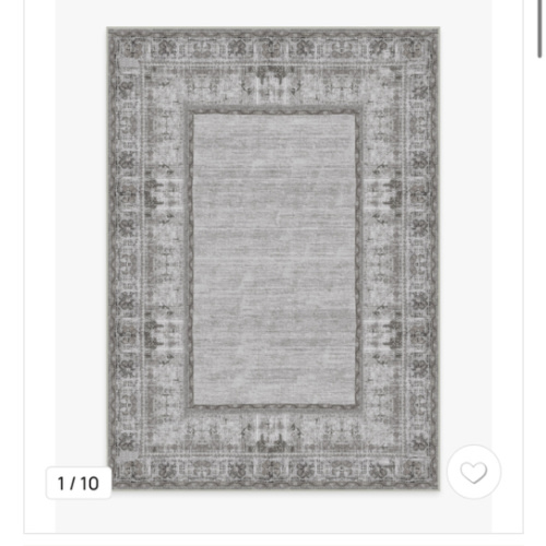 Vintage Daisy Bordered Grey Rug | Ruggable