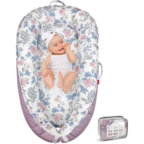 Baby Lounger - Baby Lounger for Newborn 0-24 Months, Breathable & Soft Baby Nest, Portable and Lightweight Infant Lounger for Home and Travel, Ideal Newborn Babies Essentials Baby Shower Gifts