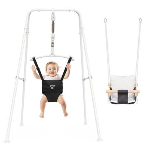G TALECO GEAR 2 in 1 Baby Swing Outdoor, Baby Jumpers and Bouncers, Indoor Toddler Swing for Baby up to 3 Year, White