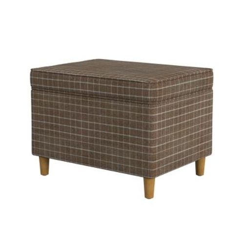 HomePop Dinah 24" Storage Ottoman Brown Windowpane