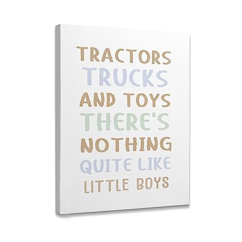 Tractors Trucks And Toys Theres Nothing Quite Like Little Boys Framed Canvas Wall Art Decor 1114 inch, Baby Boy Nursery Print Painting Artwork Home Wall Decoration For Boys Kids Room Bedroom