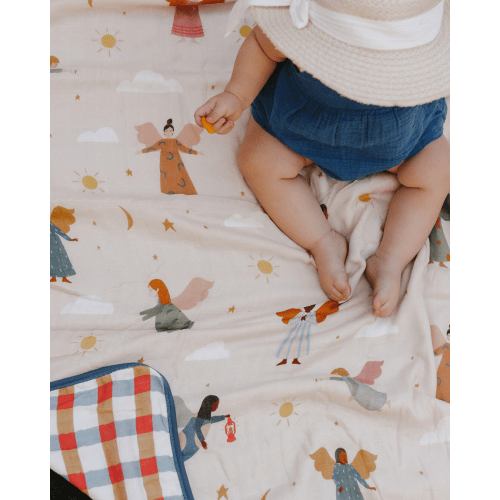 Guardian Angels Deluxe Muslin Baby Blanket Quilt