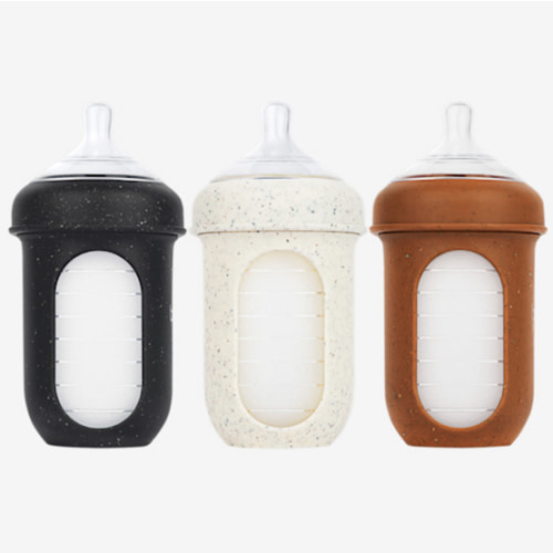 Boon Nursh Bottles - Silicone Baby Bottles Help Ease Colic Symptoms - Formula and Breast Milk Only Touch Platinum Food-Safe Silicone - Medium Flow - 8 Oz - Tie Dye