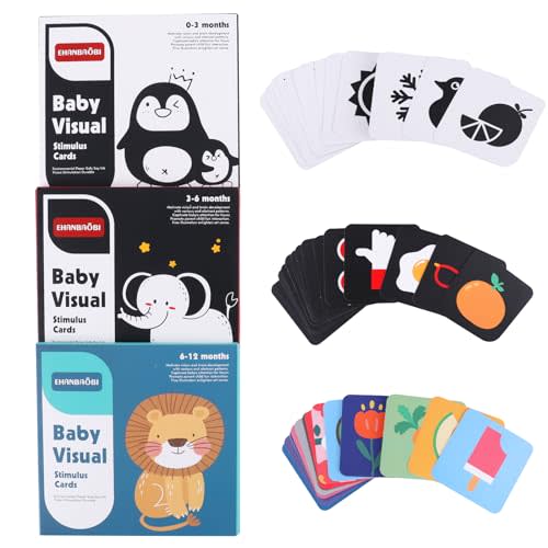 High Contrast Baby Flashcards, 96 Pcs 192 Pages Black White Colorful Visual Sensory Stimulation Learning Activity Card for Newborn Ages 0-3-6-12 Months, Brain Developmental Infant Toys Montessori Gift