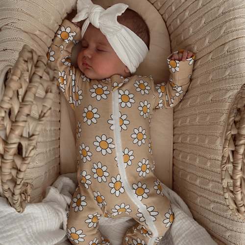 Daisy Pop Biscotti / Organic 2-Way Zip Romper
