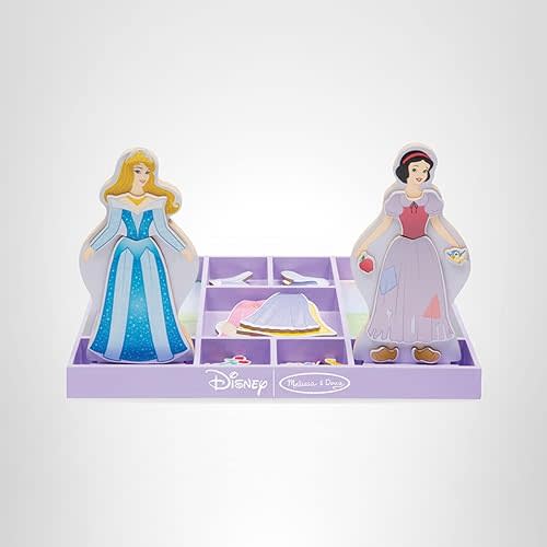 Melissa & Doug Disney Sleeping Beauty and Snow White Magnetic Dress-Up Wooden Doll Pretend Play Set (40+ pcs), Pretend Play & Preschool Toys for Kids Ages 3+