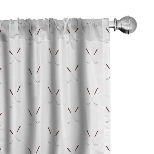 Ambesonne Golf Window Curtains, Crossed Golf Clubs Game Motif, Each 28" W x 63" L, White Pale Grey