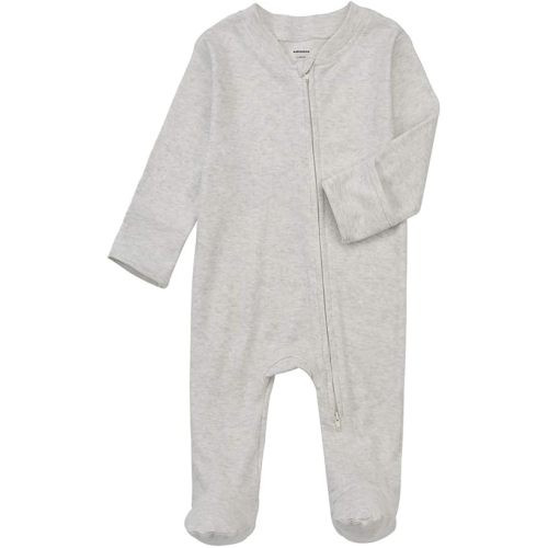 Aablexema Baby Footed Pajamas with Mitten Cuffs - Unisex Newborn Infant 2 Ways Zipper Cotton Footie Pjs