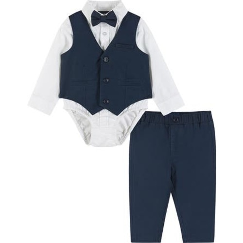 Vest, Button-Up Bodysuit, Pants & Bow Tie Set, 0-3M