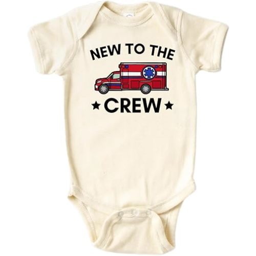 New To The Crew Ambulance Cute Baby Bodysuit, Kids & Toddler T-Shirt - Funny Outfit for Girls Boys Baby Shower Foodie Tee