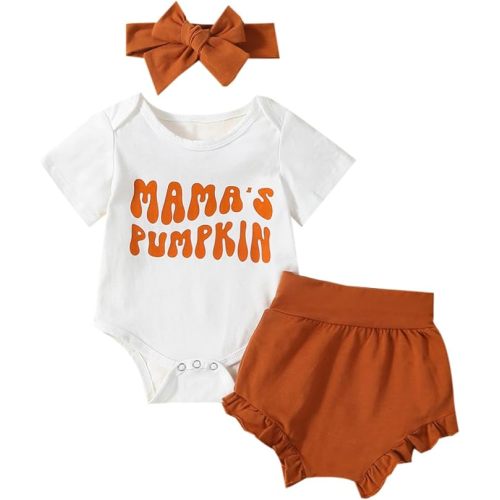 Twopumpkin My First St Patrick's Day Baby Girl Outfit Newborn Lucky Charm Clothes Onesie Romper Shorts and Headband - 0-3 Months - Mamas Pumpkin Brown