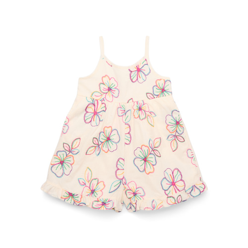 Wonder Nation Toddler Girls Cotton Sleeveless Romper with Ruffle Hem, Sizes 12M-5T