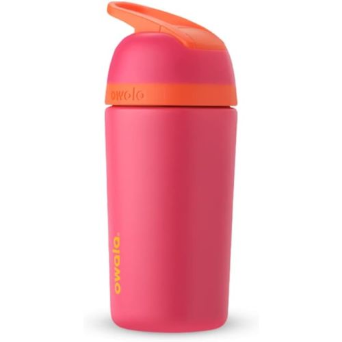 Owala Kids Flip Insulation Stainless Steel Water Bottle with Straw, Locking Lid Water Bottle, Kids Water Bottle, Great for Travel, 14 Oz, Pink