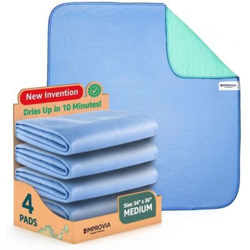 Improvia 18" X 24" Washable Underpads, Heavy Absorbency Reusable Bedwetting Incontinence Pads - Blue, Pack Of 3