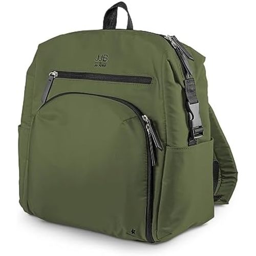JuJuBe New Modern Diaper Bag Backpack with Portable Changing Pad, Baby Stroller Straps, Large Travel Backpack for Boy or Girl, For Carrying Baby Bottles, Baby Wipes, Diapers, Pacifiers, Olive