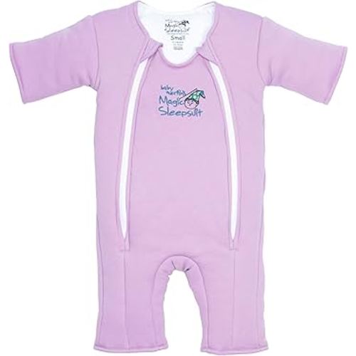 Baby Merlin's Magic Sleepsuit - Cotton Baby Swaddle Transition Product - Soft and Breathable Design, Double Zipper for Easy Diaper Changes, Promotes Safe Sleep - Lavender - Small 12-18lbs