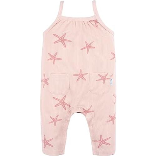 Gerber Baby Girls Sleeveless Cotton Long-Leg Romper Jumpsuit