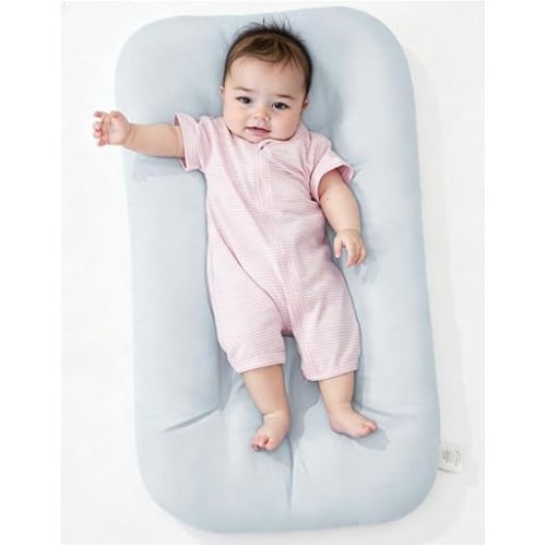 Baby Lounger for Infants Babies 0-12 Months, Bionic Organic Lounger, Soft Cotton Breathable Infant Floor Seats & Loungers for Newborn Baby Shower Gifts (Gray)