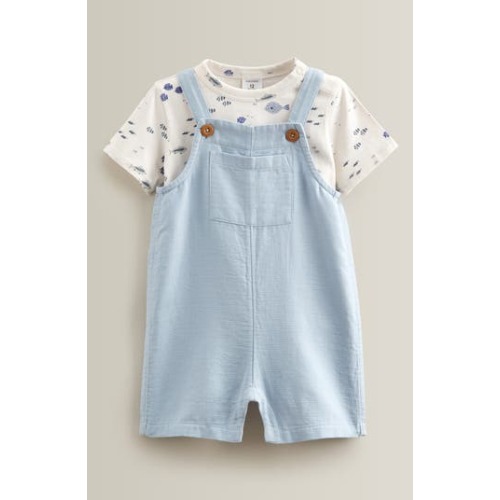 Cotton Bodysuit & Shortalls Set, 6M
