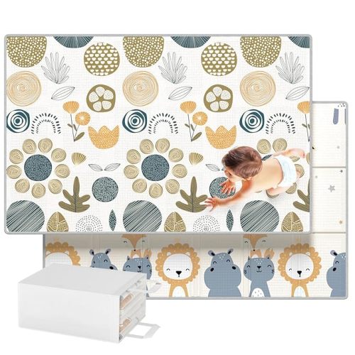 Mloong Baby Play Mat for Floor,59x71x0.4inch Playmat for Baby with Carry Bag, Foldable Play Mat,Kids Foam Play Mat,Waterproof Carlwing Mat for Baby,Large Infant Playmat,Indoor&Outdoor Playing Mat