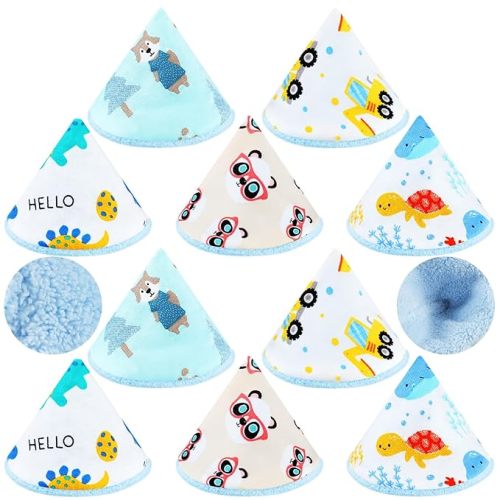 Timgle 10 Pcs Coral Velvet Pee Covers Baby Boy, Strong Water Absorption Pee Shield for Baby Boy, Reusable Diaper Changing Accessory for Boys Newborn Gift(Dinosaur)