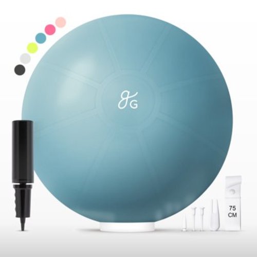 75cm Yoga Ball for Exercise, Pregnancy & Stability – Anti-Burst, Non-Slip Fitness Ball by Greater Goods, Deep Sky Blue