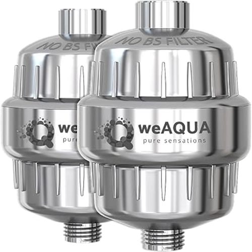 WeAQUA Heavy Duty Shower Filter Family 2 PACK – 99% Removal for Hard Water, Chlorine, Fluoride, Heavy Metals, Micro-life, Organics and More