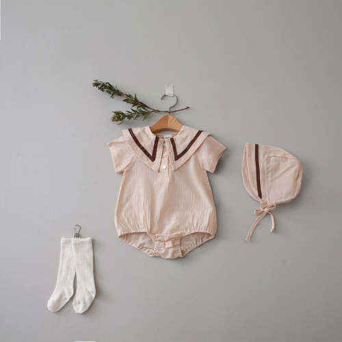 Cream Collared Bodysuit with Hat