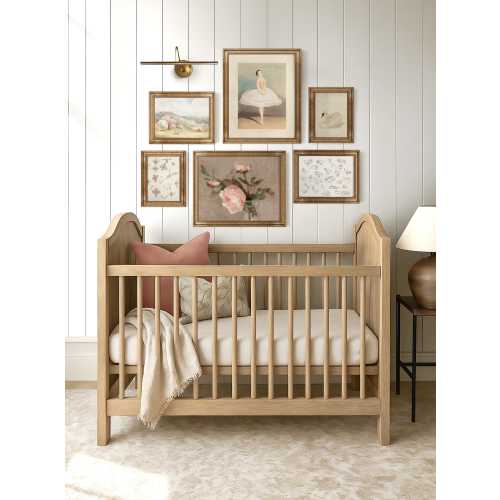 Farmhouse Vintage Baby Girl Nursery Wall Art Set – Framed Floral & Ballerina Prints – Cottagecore Nursery Decor