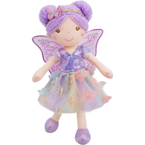 June Garden 15" Celestia the Rainbow Whisper Fairy Doll – Soft Plush Fairy Toy with Multicolor Butterfly Skirt – Enchanted Garden Collection